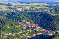 City view from the southeast in Oberndorf am Neckar in the state Baden-Wuerttemberg, Germany