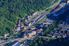 Oberndorf (Neckar) train station and HK-Präzisionstechnik GmbH in Oberndorf am Neckar in the state Baden-Wuerttemberg, Germany
