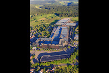 Aerial view of Company premises of ARBURG GmbH + Co KG from Norden in Loßburg in the state Baden-Wuerttemberg, Germany