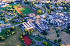 Panorama-Bad Freudenstadt, Hermann-Saam-Sportfeld of the Spielvereinigung Freudenstad, Theodor-Gerhardt-Schule, Kepler Gymnasium, Youth Traffic School Freudenstadt, Stadium Hall and District Hall in Freudenstadt in the state Baden-Wuerttemberg, Germany