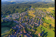 Village overview from the west in the district Hallwangen in Dornstetten in the state Baden-Wuerttemberg, Germany
