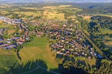 Village view from the west in Schopfloch in the state Baden-Wuerttemberg, Germany