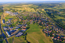 Village overview from the west in Schopfloch in the state Baden-Wuerttemberg, Germany
