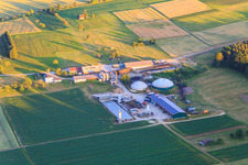 Biogas reactors and PV roofs at Birkhof Energie KG in the district Glatt in Sulz am Neckar in the state Baden-Wuerttemberg, Germany