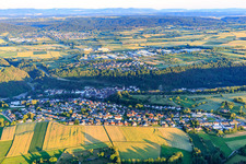 Scheffelstraße to Freudenstädter Straße from the west in Sulz am Neckar in the state Baden-Wuerttemberg, Germany