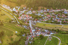 Village view in the Glatt Valley from the south in the district Hopfau in Sulz am Neckar in the state Baden-Wuerttemberg, Germany