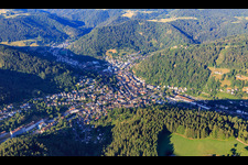 Aerial view of City overview from the northeast in Schramberg in the state Baden-Wuerttemberg, Germany