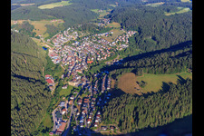 Overview of the town from the east in the district Tennenbronn in Schramberg in the state Baden-Wuerttemberg, Germany