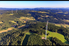 Wind turbines in the Black Forest in the district Bruck in Schramberg in the state Baden-Wuerttemberg, Germany