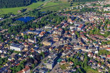 Aerial view of City center in the district Saint Georgen im Schwarzwald in St. Georgen im Schwarzwald in the state Baden-Wuerttemberg, Germany