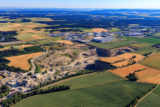 Aerial view of Rottweiler Transportbeton GmbH & Co. KG Horgen plant, BAU-UNION GmbH & Co. Vereinigte Schotterwerke KG Horgen plant in the quarry Zimmern ob Rottweil-Horgen in Zimmern ob Rottweil in the state Baden-Wuerttemberg, Germany