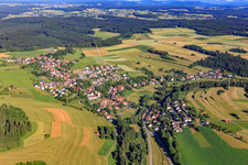 Village view from the southeast in the district Flözlingen in Zimmern ob Rottweil in the state Baden-Wuerttemberg, Germany