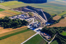 Aerial view of Gravel works / quarry Seedorf in the district Seedorf in Dunningen in the state Baden-Wuerttemberg, Germany