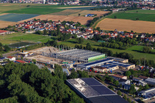 Oblique view of Construction site of the new logistics park of HANSAINVEST and DFI-Real-Estate Kandel after demolition of the OBI market in the district Minderslachen in Kandel in the state Rhineland-Palatinate, Germany