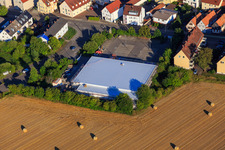 Aerial photograpy of Construction site for the new Netto market in Saarstr in Kandel in the state Rhineland-Palatinate, Germany