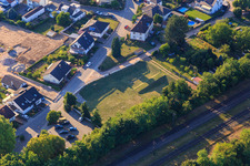 Rainwater retention basin at the train station in Winden in the state Rhineland-Palatinate, Germany