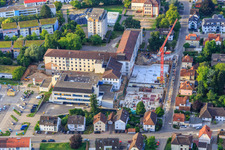 Construction site for the expansion of the Asklepios Südpfalzklinik Kandel in Kandel in the state Rhineland-Palatinate, Germany from above