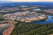 Aerial view of Daimler Truck AG, Mercedes-Benz plant in Wörth from Norden in Wörth am Rhein in the state Rhineland-Palatinate, Germany