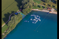 Aerial photograpy of Aquapark Total Jump in Lauterbourg in the state Bas-Rhin, France