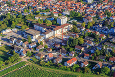 Construction site for the expansion of the Asklepios Südpfalzklinik Kandel in Kandel in the state Rhineland-Palatinate, Germany seen from above