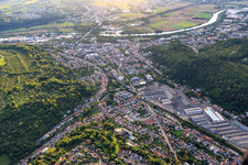 City view to the Saar river bank from the east in Merzig in the state Saarland, Germany