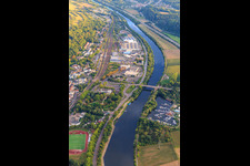Villeroy & Boch AG company premises between the Saar river bank and the railway line in Merzig in the state Saarland, Germany
