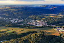 View of the town on the Saar from the south in Mettlach in the state Saarland, Germany