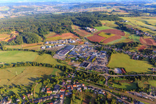 Industrial estate in Bommersfeld with combined school for health and nursing professions and physiotherapy school of the cusanus trägergesellschaft trier mbH in Lebach in the state Saarland, Germany