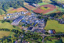 Industrial estate in Bommersfeld with Bastuck & Co. GmbH, combined school for health and nursing professions and physiotherapy school of the cusanus trägergesellschaft Trier mbH in Lebach in the state Saarland, Germany