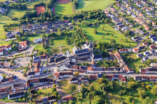Benedictine Abbey of St. Mauritius Tholey with abbey church and monastery garden from the north in Tholey in the state Saarland, Germany