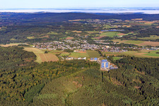 View of the town from the southeast with Quattrum Global Logistics GmbH in Hermeskeil in the state Rhineland-Palatinate, Germany