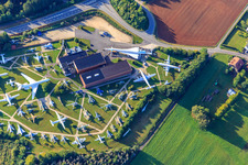 Aerial photograpy of Aircraft Museum Flight Exhibition P. Junior in the district Abtei in Hermeskeil in the state Rhineland-Palatinate, Germany