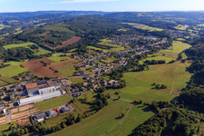 View from the southwest with thyssenkrupp Automotive Body Solutions in the district Lockweiler in Wadern in the state Saarland, Germany