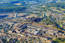 UNESCO World Heritage Site Völklinger Hütte behind Saarschmiede GmbH in Völklingen in the state Saarland, Germany