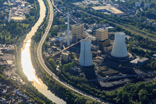 Cooling towers of the STEAG Fenne power plant in the district Fürstenhausen in Völklingen in the state Saarland, Germany