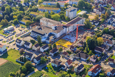 Bird's eye view of Construction site for the expansion of the Asklepios Südpfalzklinik Kandel in Kandel in the state Rhineland-Palatinate, Germany