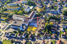 Construction site for the expansion of the Asklepios Südpfalzklinik Kandel in Kandel in the state Rhineland-Palatinate, Germany viewn from the air