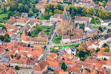 Aerial view of Church of St. Peter and Paul in Wissembourg in the state Bas-Rhin, France