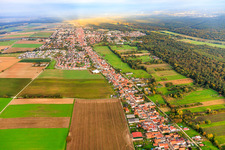Aerial view of Rheinstraße from the west in Kandel in the state Rhineland-Palatinate, Germany