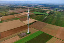 Wind farm Freckenfeld in Freckenfeld in the state Rhineland-Palatinate, Germany seen from above