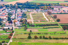 Development of the new development area Im Kirschgarten in Winden in the state Rhineland-Palatinate, Germany viewn from the air