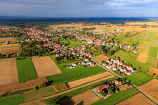 Aerial view of Rue des Forgerons in Seebach in the state Bas-Rhin, France