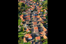 Aerial view of Rue des Églises in Seebach in the state Bas-Rhin, France