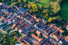 Aerial view of Obergasse in Steinweiler in the state Rhineland-Palatinate, Germany