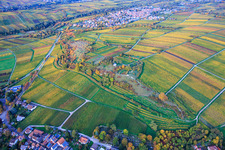 Aerial view of Nature reserve and chapel "Kleine Kalmit" in the district Arzheim in Landau in der Pfalz in the state Rhineland-Palatinate, Germany
