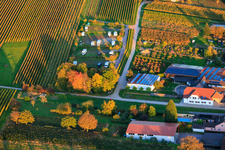 Geiger motorhome pitch in autumn foliage in Dierbach in the state Rhineland-Palatinate, Germany