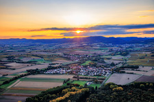 View of the town from the east at sunset in Barbelroth in the state Rhineland-Palatinate, Germany
