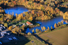 Fishing pond with substation in Offenbach an der Queich in the state Rhineland-Palatinate, Germany