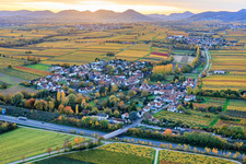 View of the town from the motorway, looking northeast. in Knöringen in the state Rhineland-Palatinate, Germany