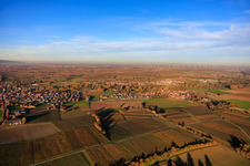 Aerial photograpy of From the southwest in the district Ingenheim in Billigheim-Ingenheim in the state Rhineland-Palatinate, Germany